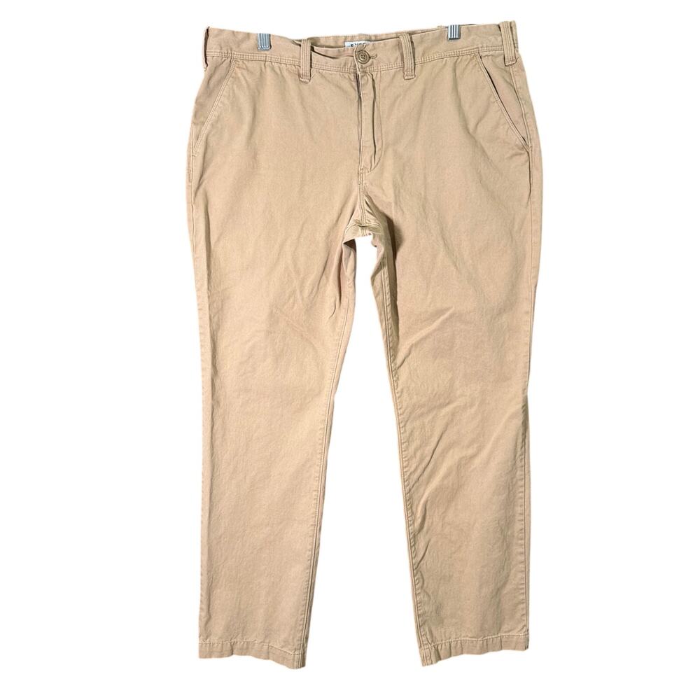 Express Mens Pants Tan Mid Rise Slim Fit Finn Casual Academia Workwear 36x32
